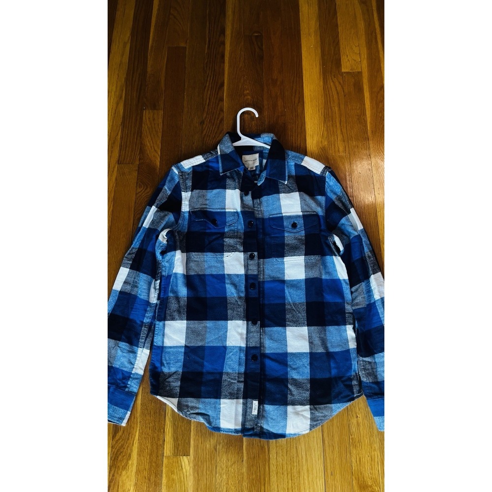 American Eagle Long Sleeve Blue Button -up Flannel men's Size Small